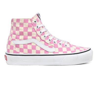 Vans Checkerboard Sk8-Hi Tapered - Kadın Bilekli Ayakkabı (Küpe Çiçeği Pembe)